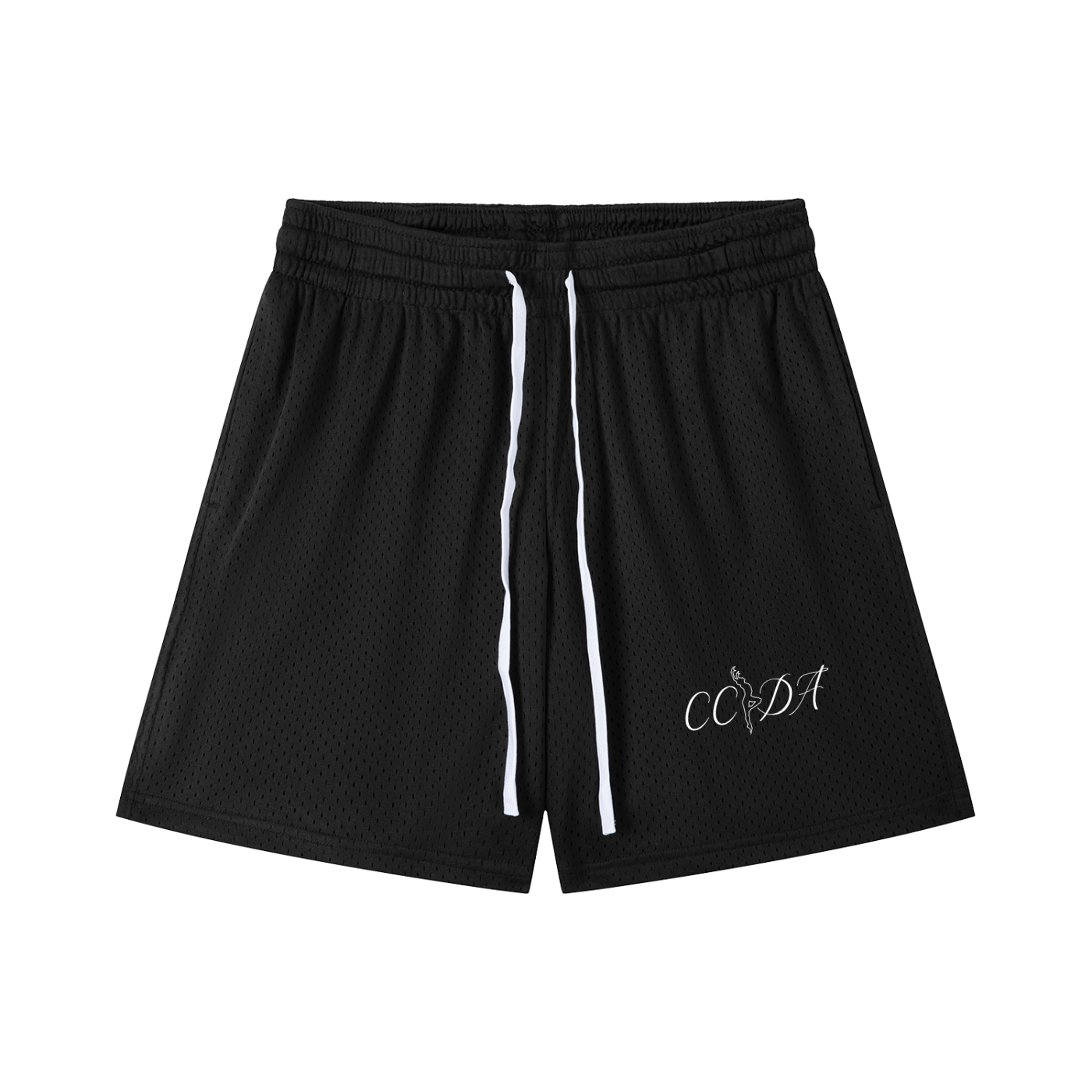 Script Mesh Drawstring Shorts